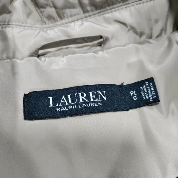 Lauren Ralph Lauren Womens Petite Large Snap Button Quilted Utility Jacket Beige - Picture 8 of 13